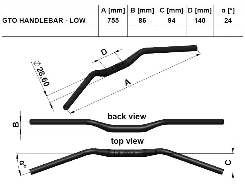 GT oversize handlebar low schwarz